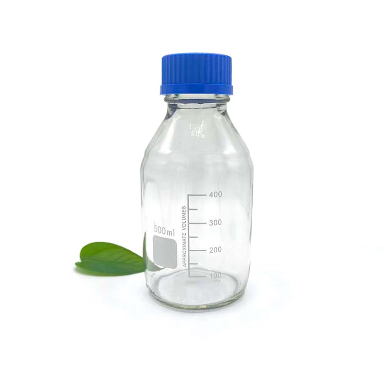 Botella de reactivo de vidrio transparente de 500 ml